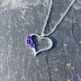 Poppy Purple Flowers Heart Necklace, thumbnail 2 of 4