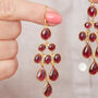 Garnet Cabochon Gold Plated Silver Chandelier Earrings, thumbnail 5 of 9