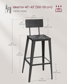 Bar Stool Set Bar Chairs With Backrest, 2 of 9