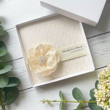 Personalised Wedding Day Card With Organza Flower. Choice Of Colours, 2 of 4