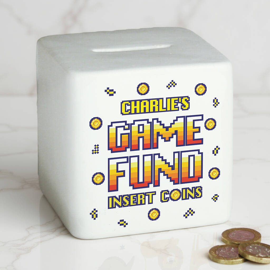 Personalised Gaming Fund Money Box, 1 of 5