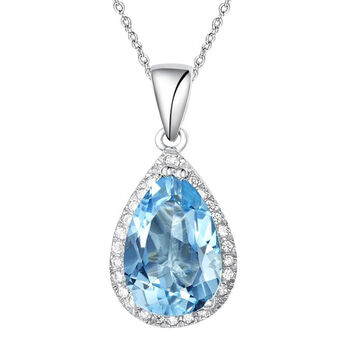 Blue Topaz 925 Sterling Silver Pear Drop Necklace, 3 of 5