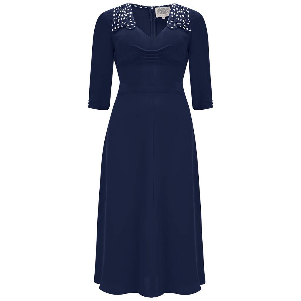 Veronica Dress In French Navy 1940s Vintage Style Dress By The ...