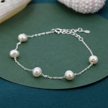 Sterling Silver Freshwater Pearl Beaded Bracelet, 5 of 10