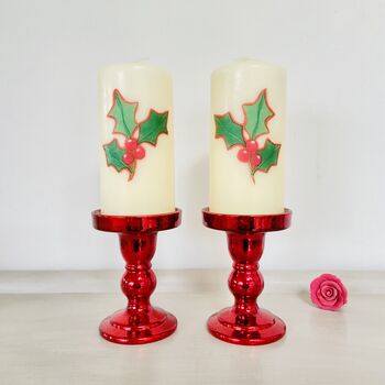Christmas Holly Pillar Candle, 6 of 7