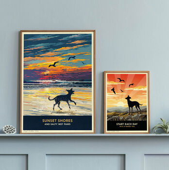 Whippet Or Greyhound Limited Edition Beach Sunset Gift Print, 5 of 9