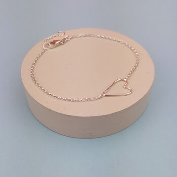 Sterling Silver Open Wire Heart Bracelet, 2 of 3