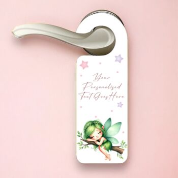 Personalised Green Fairy Sleeping Door Hanger Gift, 2 of 2