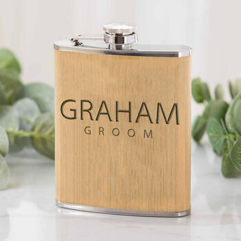 Personalised Groomsmen Bamboo Hipflask, 2 of 2