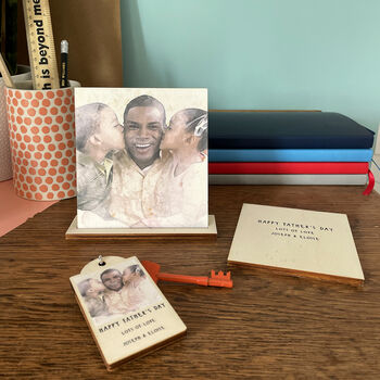 Wooden Photo Father's Day Card And Keyring Gift, 5 of 7