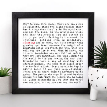 Climbing Quotes Gift Print, 3 of 10