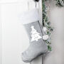 Personalised Christmas Tree Silver Grey Stocking, thumbnail 1 of 2