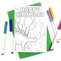 Happy Birthday Dinosaur Colouring In Card, thumbnail 1 of 4