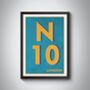 N10 Muswell Hill London Postcode Typography Print, thumbnail 6 of 11