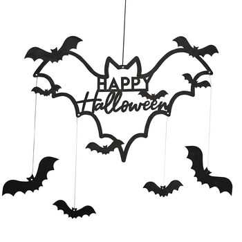Black Wood Bat Halloween Wreath, 2 of 3