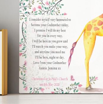 From Godparents Christening Gift Giraffe Canvas Glicée, 2 of 5