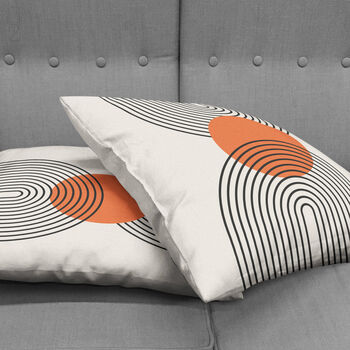 Bauhaus Inspired Abstract Geometric Cushion Cover In Orange And Black, 11 of 12