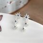 Silver Plated Triple Star Studs With Blue Crystals, thumbnail 1 of 3