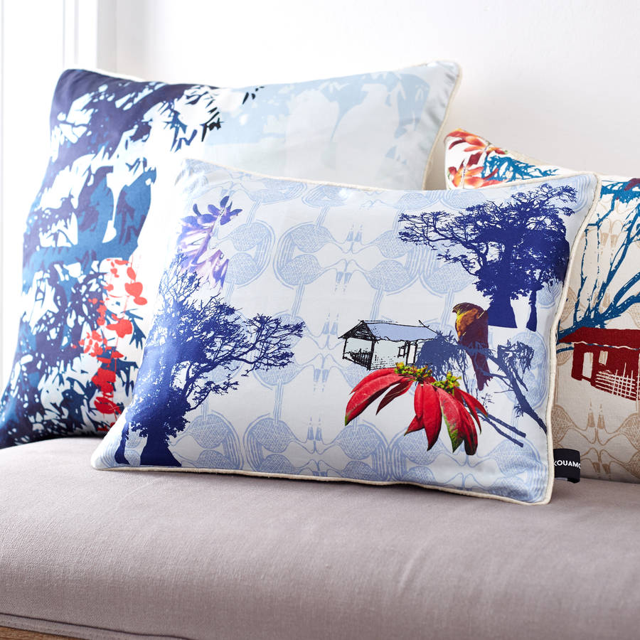Tropical Trees And Flowers Silk Cushion, 1 of 7