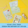 Kids Construction Birthday Card – Sticker And Colouring Activity Gift, thumbnail 1 of 10