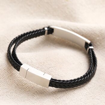 Personalised Men's Double Braided Leather Bracelet, 6 of 11