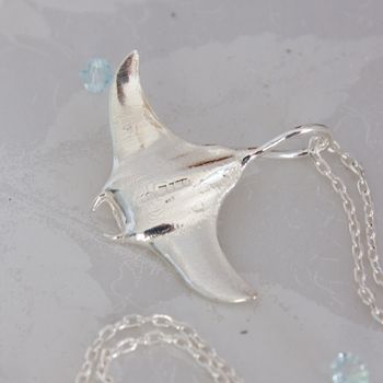 Sterling Silver Manta Ray Necklace, 6 of 7