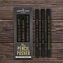 Set Of Three Pencils • 'Pencil Pusher' • Gift Box • Stationary • Dapper Chap • Gift For Him, thumbnail 1 of 5