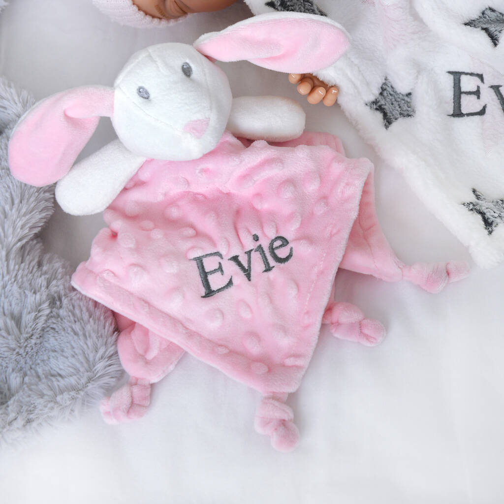 Personalised Pink Bunny Comforter And Blanket Set By A Type Of Design