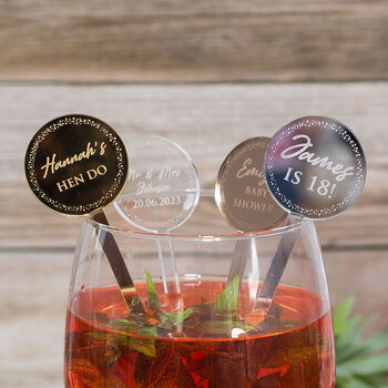 Set Of Five Sparkly Circle Any Occasion Drink Stirrers, 4 of 4