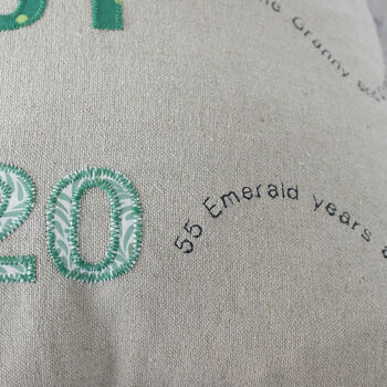 55th Emerald Green Anniversary Gifts Cushion, 3 of 7