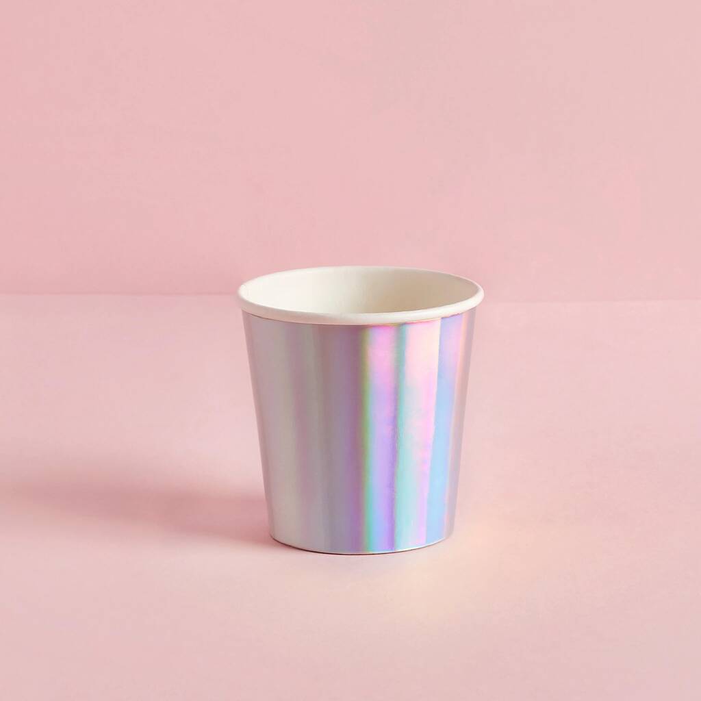 10 Iridescent Silver Party Shot Cups, 1 of 2