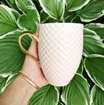 Pastel Pink Coffee Mug With Gold Handle, 11 of 12