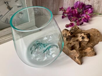 Large Molten Glass Bowl On Driftwood Handmade Pot Pourri Nuts Floating Flower Bowl, 9 of 10