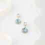 Aqua Blue Swarovski Crystal Snow Drop Earrings, thumbnail 3 of 6