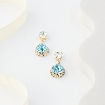 Aqua Blue Swarovski Crystal Snow Drop Earrings, 3 of 6