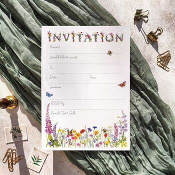 Wildflower A5 Ready To Write Party Invitations, 4 of 4