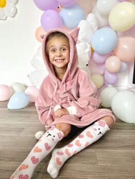 Girls Pink Bunny Loungwear Gift Box Snuggle Hoodie, 2 of 6