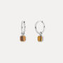 Silver Tigers Eye Dangle Hoop Earring For Men, thumbnail 2 of 11