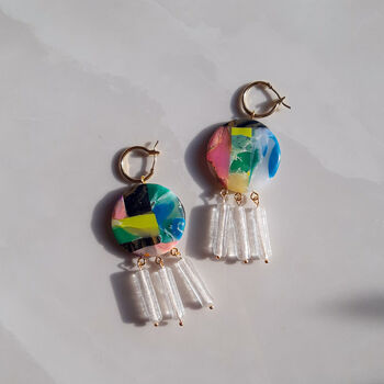 Monet | Polymer Clay Earrings With Czech Glass Beads, 5 of 9