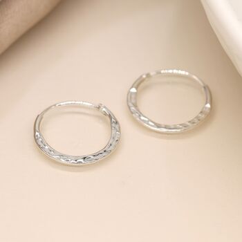 Sterling Silver Hammered Hoop Sleeper Earrings, 3 of 6