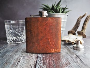 Personalised Initialled Leather Hip Flask, 6 of 6