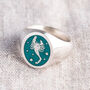 Sterling Silver And Enamel Zodiac Star Sign Signet Ring, thumbnail 2 of 10
