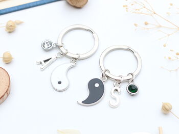 Personalised Yin And Yang Keyring Set Matching Keyrings, 4 of 10