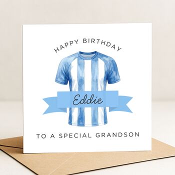 Personalised Football Birthday Card For Special Grandson, 2 of 7
