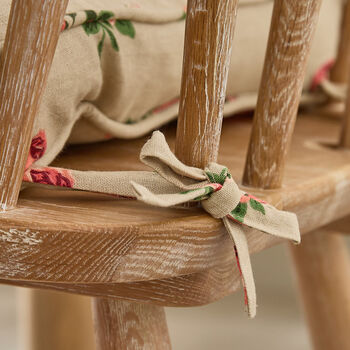 Set Of Two Country Rose Seat Cushions With Ties, 5 of 5
