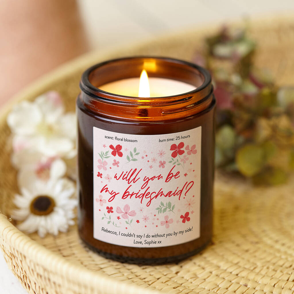 Be My Bridesmaid Gift Bright Floral Candle, 1 of 8