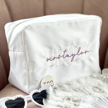 Personalised Embroidered Bride Pouch, 5 of 7