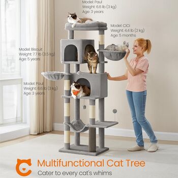 Tall Cat Tree With Caves, Perch, And Scratching Posts, 2 of 9