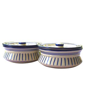Striped Badal Blue Pottery Serving Handi, 2 of 4