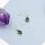 Sterling Silver Emerald Green Pear Cut Cz Drop Earrings, thumbnail 5 of 10